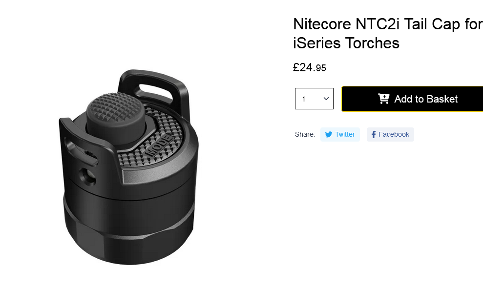 Nitecore NTC2i Tail Cap for iSeries Torches Nitecore.co.uk.png