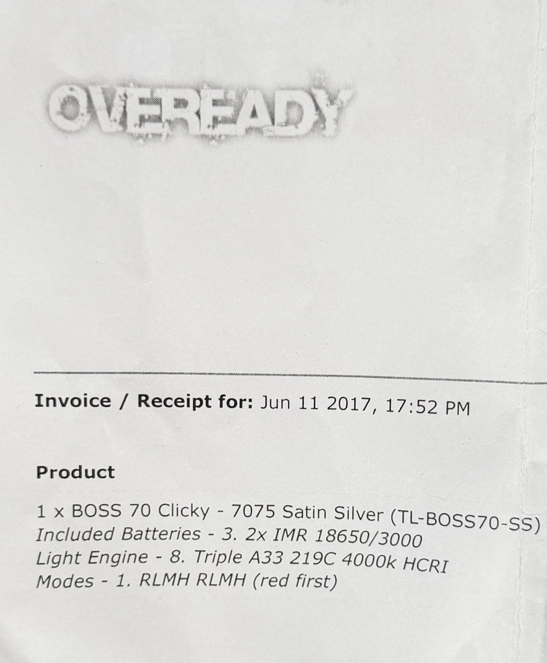 Over Eady For Sale - Flashlight Parts - PRICE DROP Oveready BOSS 70 - Satin ...